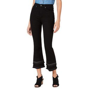 Style & Co. Black Embellished Flare Cropped Jeans